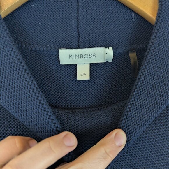 Kinross Navy Garter Stitch Sweater, Sz S - Picture 3 of 10